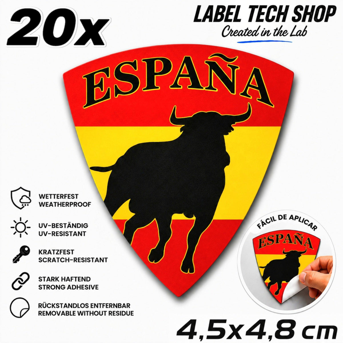 Spanien Spain España Emblem Aufkleber Sticker Spain Flag Adhesivo Autocollante – Auto Laptop Helm – 4,5x4,8cm NR.002